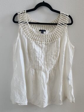 Tommy Hilfiger Cream Beaded Sleeveless Top